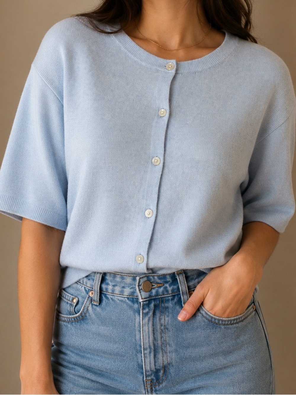 wild fable Baby Blue Cropped Button Cardigan